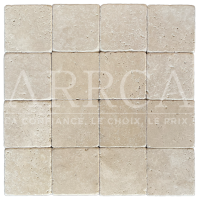 ROYAL, carrelage en travertin 10x10 Ep.1cm, BEIGE nuancé