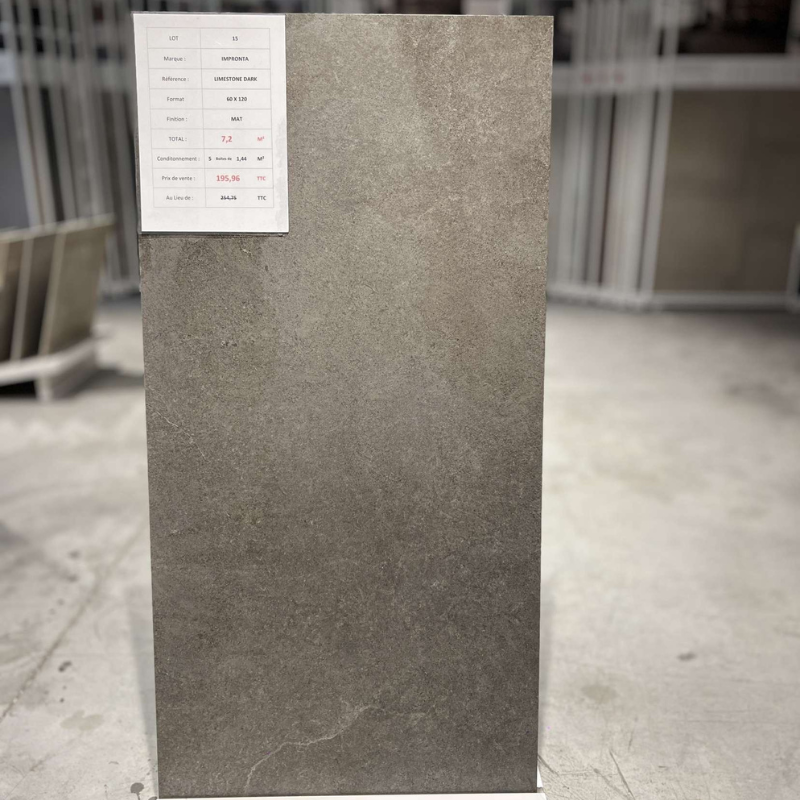 LIMESTONE Dark, Carrelage intérieur 60x120, (Lot de 7.2 m²)