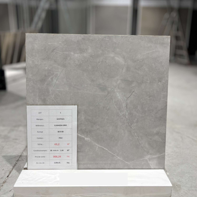 MAGDA Gris, Carrelage intérieur 60x60, (Lot de 43.2 m²)