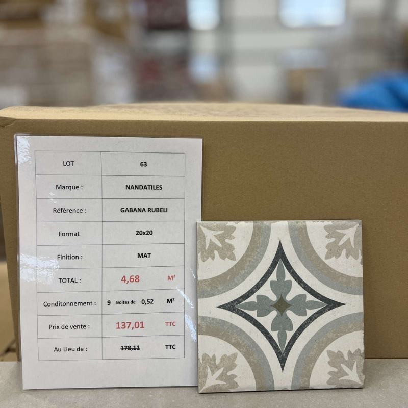 GABANA Rubeli, Carreaux de ciment 20x20, (Lot de 4.68 m²)