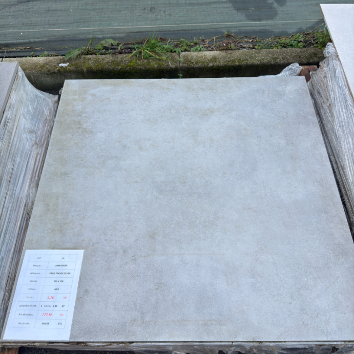 DALLE PARKER Silver, Carrelage extérieur 120x120x2, (Lot de 5.76 m²)