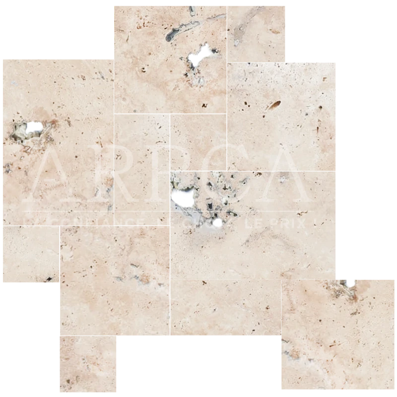 ECO Beige nuancé, Carrelage Travertin Opus, épaisseur 1.2 cm