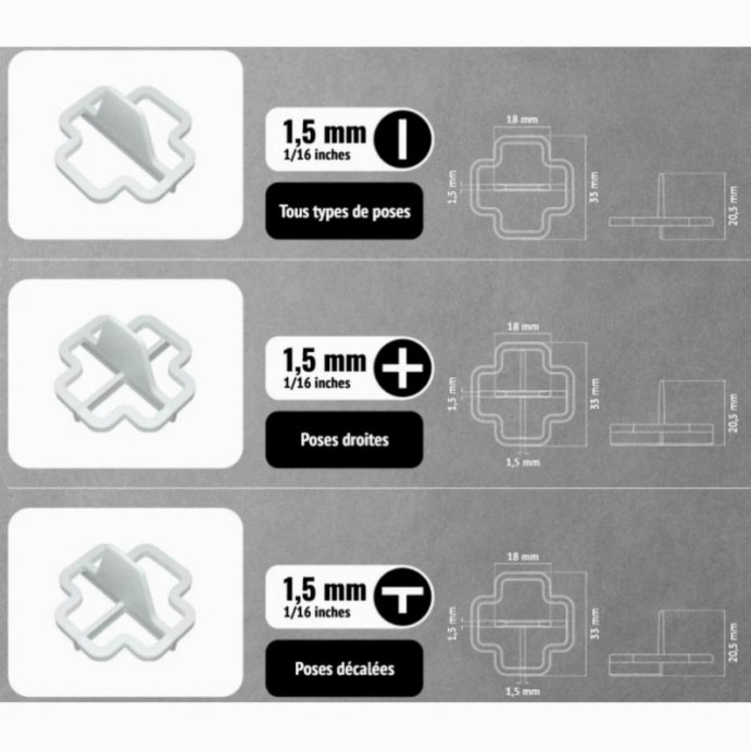 PAVILIFT, Croisillon récupérable 1,5 mm / Té