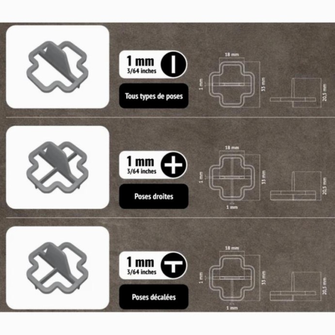 PAVILIFT, Croisillon récupérable 1 mm / Té