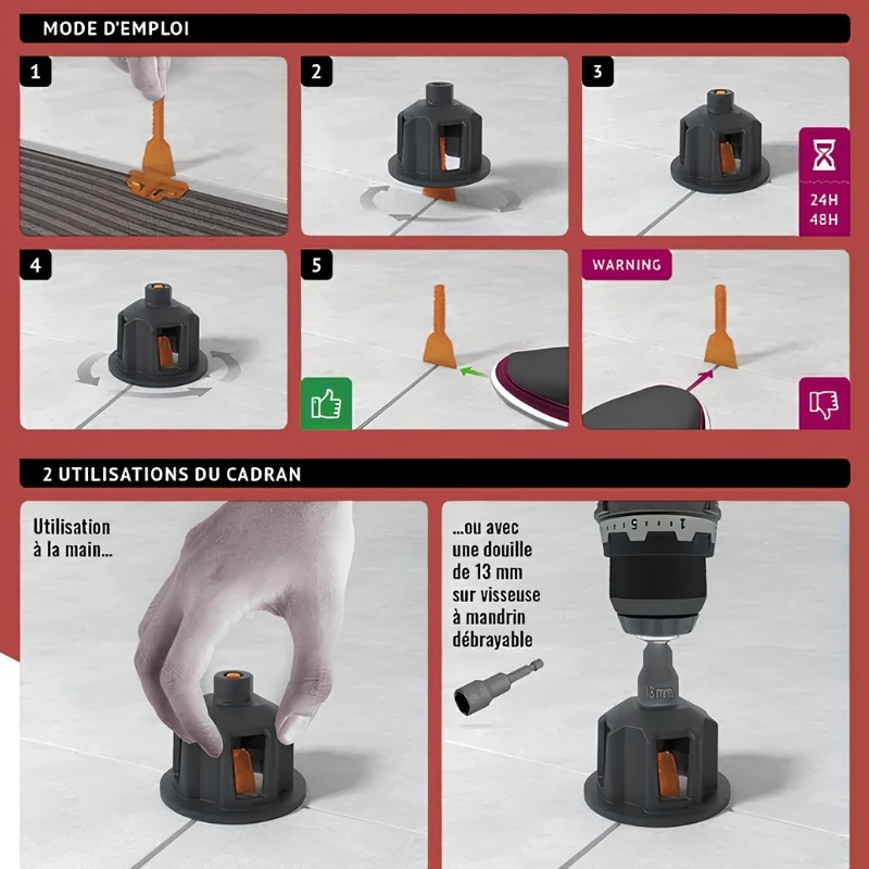 PAVILIFT, Croisillon autonivelant à vis 2 mm / Croix