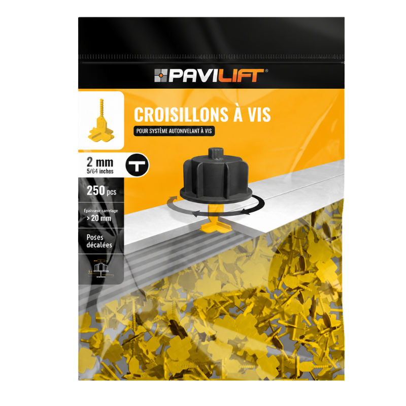 PAVILIFT, Croisillon autonivelant à vis 2 mm / Té
