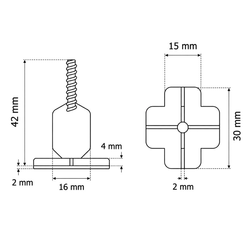 PAVILIFT, Croisillon autonivelant à vis 2 mm / Croix