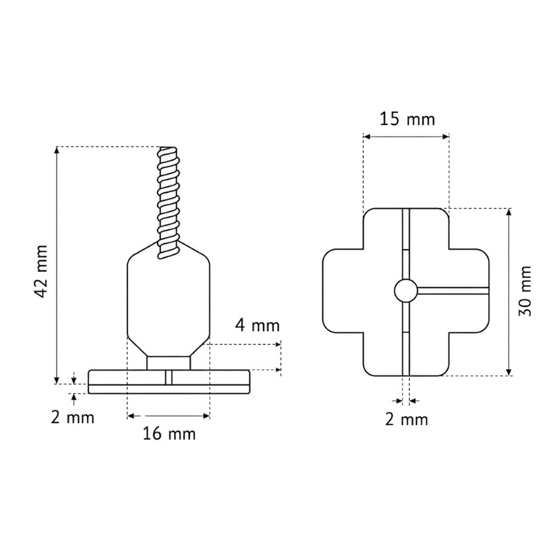 PAVILIFT, Croisillon autonivelant à vis 2 mm / Té