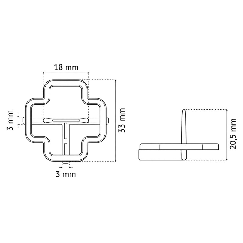 PAVILIFT, Croisillon récupérable 3 mm / Té