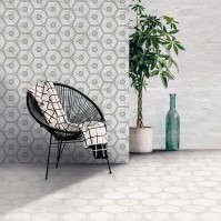 HABITANIA Mily White, Carreaux de ciment hexagone