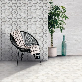 HABITANIA Mily White, Carreaux de ciment hexagone