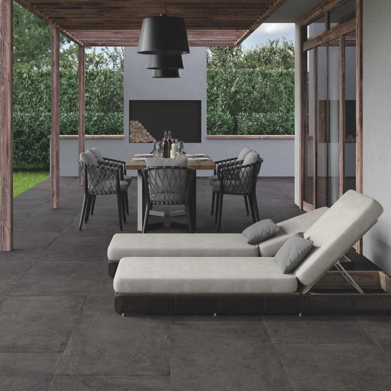 DALLE KONKRETE Nero, Carrelage extérieur 2 cm