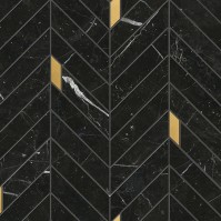 CALACATTA Marquinia Nero, Mosaïque Chevron Oro