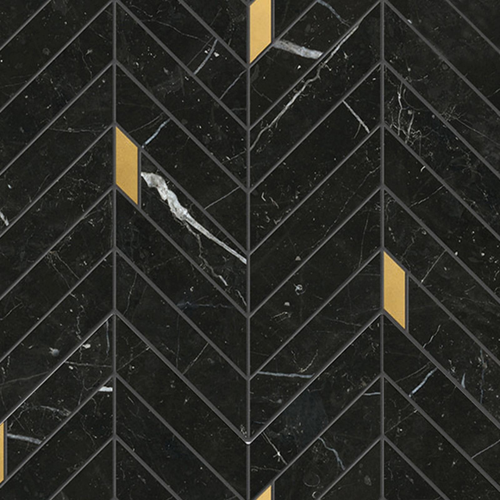CALACATTA Marquinia Nero, Mosaïque Chevron Oro