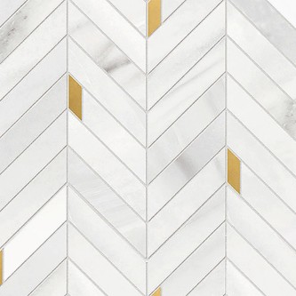 CALACATTA Bianco Lasa, Mosaïque Chevron Oro