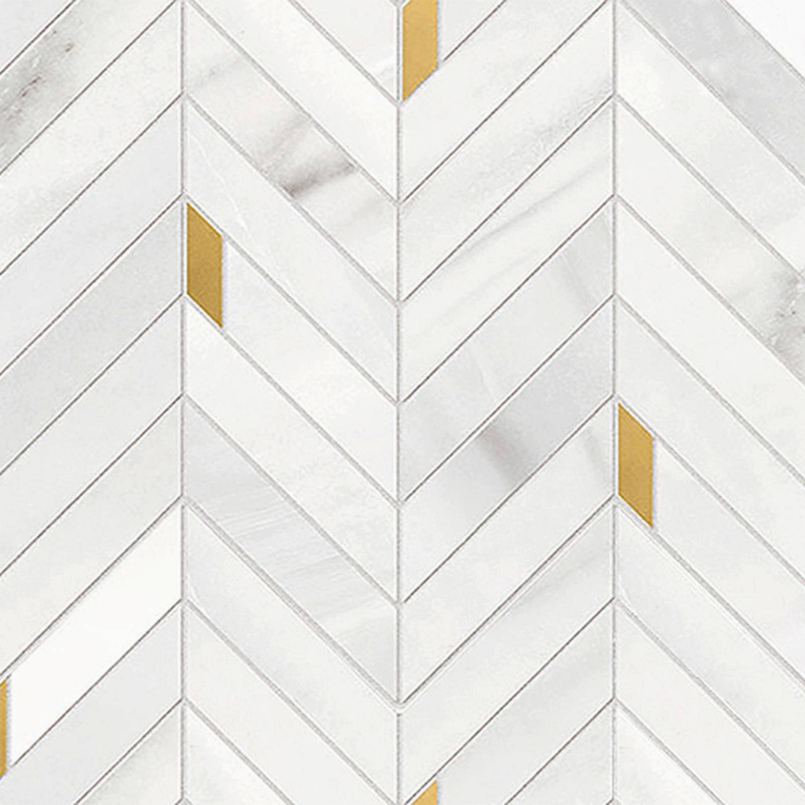 CALACATTA Bianco Lasa, Mosaïque Chevron Oro