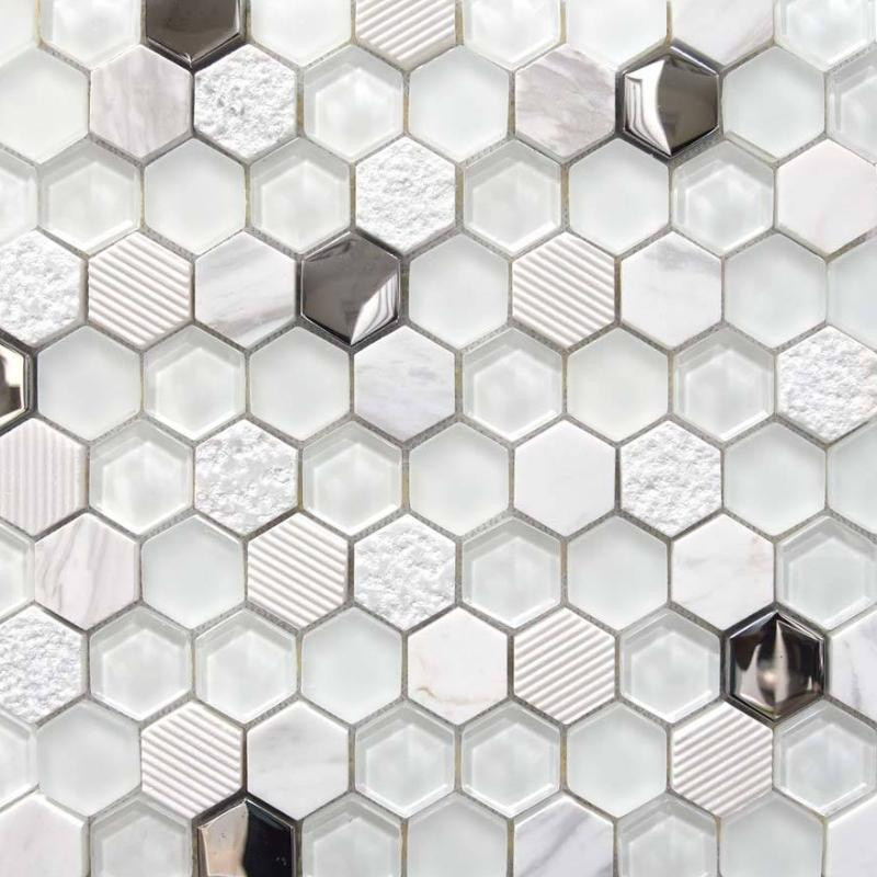 HEXAGONO Blanco, Mosaïque Hexagone